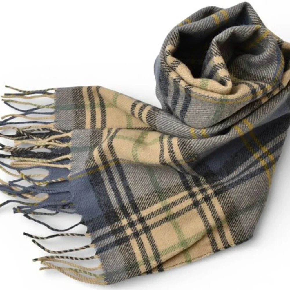 Dior Christian Muffler Christian Winter Scarf 100% Wool Check Pattern